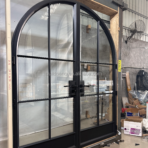 Custom Made Modern French Style Arched Glass Door with Waterproof Finish