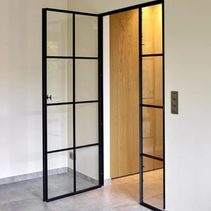 Interior Glass Room Door Entry Front Doors Black Steel Frame
