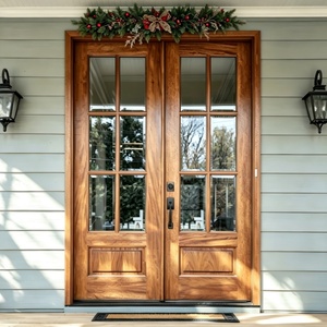 Direct Factory Modern Hinged Aluminum Solid Wood Doors Soundproof Triple Tempered Glass