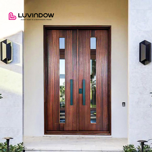 High Security Modern Energy Efficient Solid Wood Entry Door with Low-E Glass