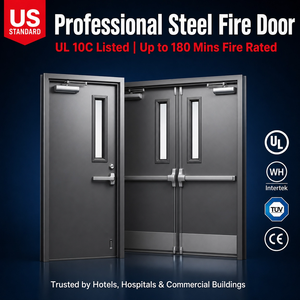 CHANGYI Certified Hotel Commercial Steel Fire Doors Double Exterior Metal Fire Rating