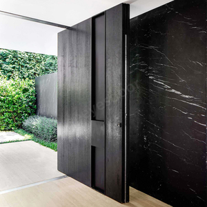 Seeyesdoor Luxury Design German Smart Locking System Thermal Insulation Solid Wood Pivot Entry Exterior Front Security Black