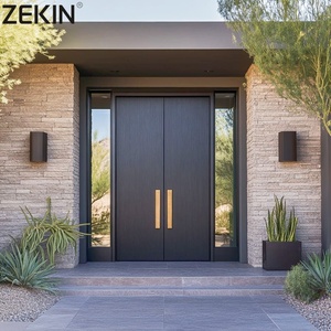 ZEKIN Aluminum Double House Front Entry Luxury Glass Door Anti-theft