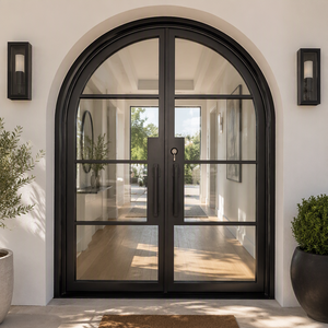 High-end Arched Top Wrought Iron Door with Bulletproof Insulated Glass