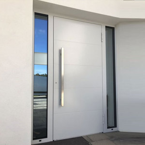 Villa Apartment Exterior Modern White Flat Panel Door Front Entry Doors Entrance Pivot Exterior Custom Doors for House