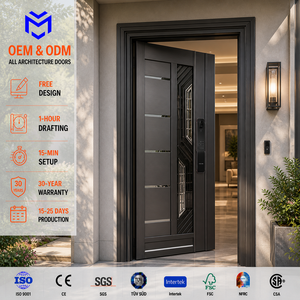 Custom French High Quality Exterior Interior Front Entry Gold Security 304 Stainless Steel Door for Houses with Smart Lock