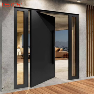 Exterior Cast Aluminium Front Main Door Glass Pivot Security