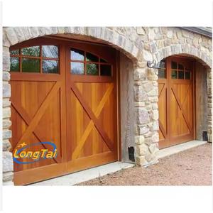 LONG TAI Modern Farmhouse Exterior Real Wood Garage Door Rustic Tudor Ranch Carriage Stamp Residential Wooden Garage Doors