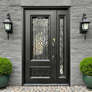 Classical Customized Metal Front Entrance Doors Exterior Security Door Wrought Iron Front Entry Doors For Houses Exterior Modern