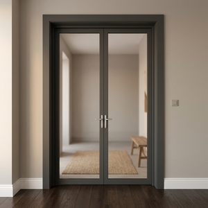 Luxury Custom Aluminum Double Door with Decorative Grid Glass for Villa Main Entrance